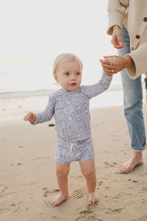 Blue Beach Long Sleeve Swim