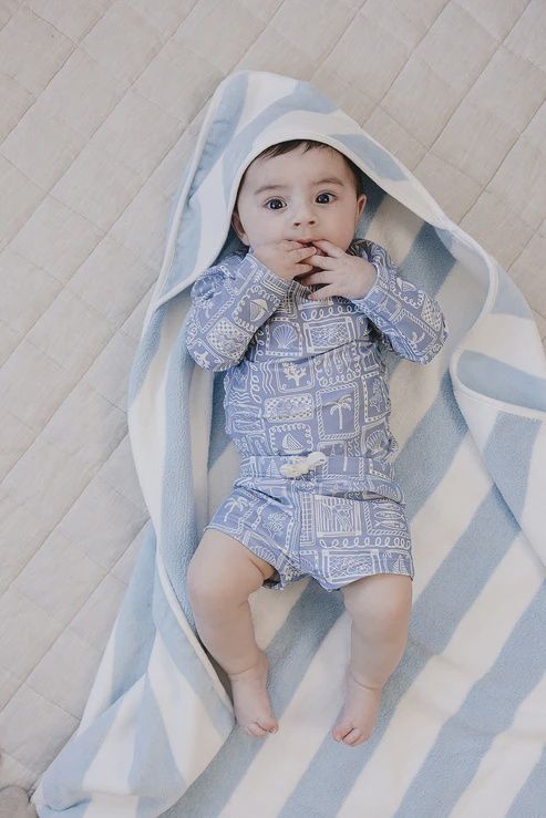 Blue Beach Long Sleeve Swim