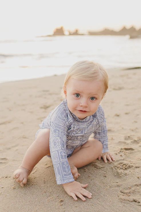 Blue Beach Long Sleeve Swim