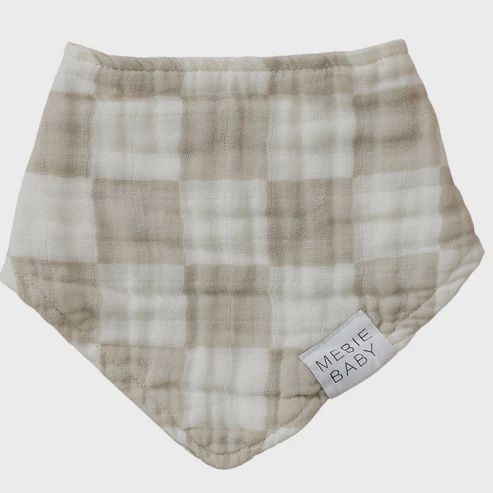 Muslin Bib, Pattern: Taupe Checkered