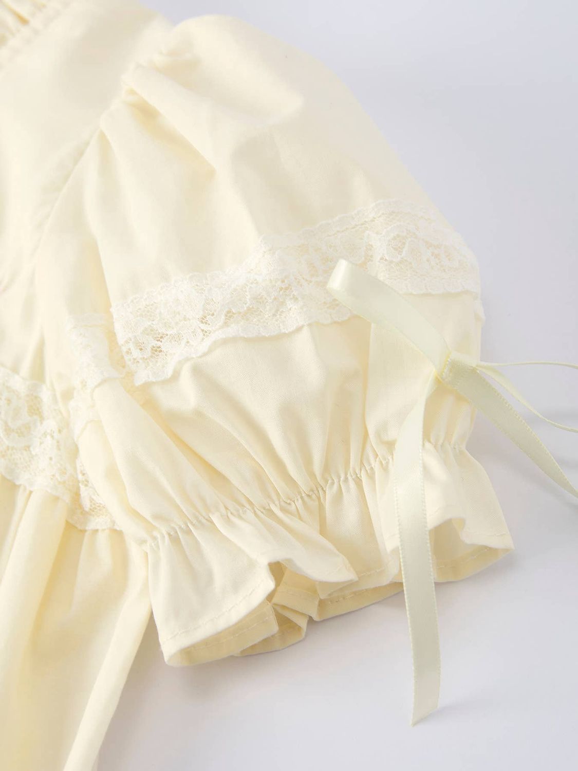 Embroidered Lace Girls' Short-sleeved Dress- Beige/Pink
