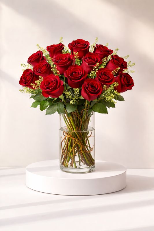 V-Day Rose Vase Arrangement