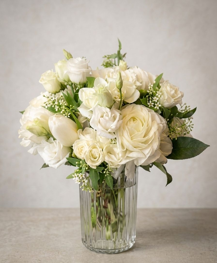 White &amp; Green Vase Arrangement