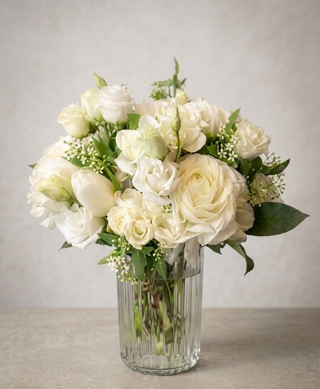 White &amp; Green Vase Arrangement