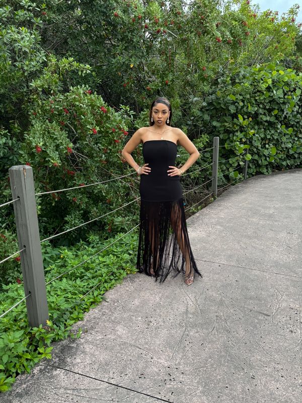 Take A Look Fringe Dress (black)