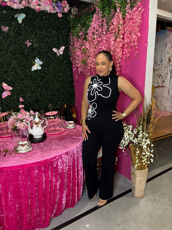 Drape In Flowers Jumpsuit (black)