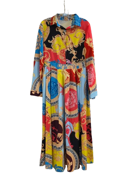 Asian Inspired Button Down Collar Dress