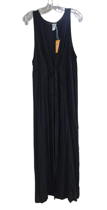 Kona Sol Sleeveless Cover Up Maxi Duster in black rayon