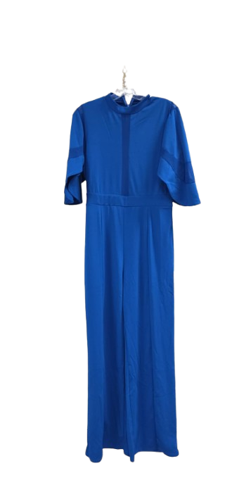 Royal Blue One-Piece Wide-leg jumpsuit with half-sleeves