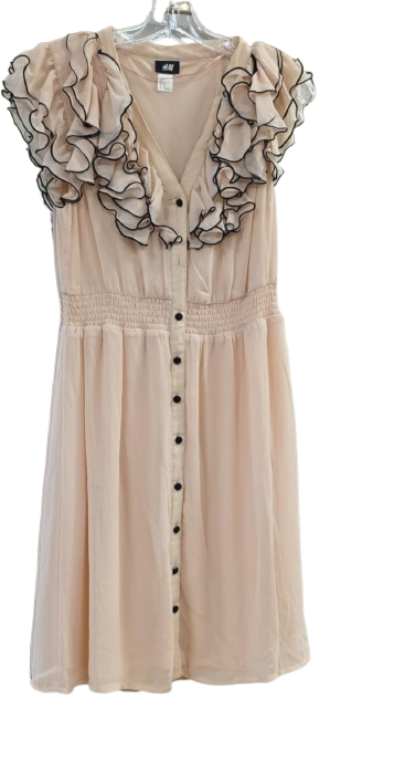H&amp;M light pink ruffle dress with black trim