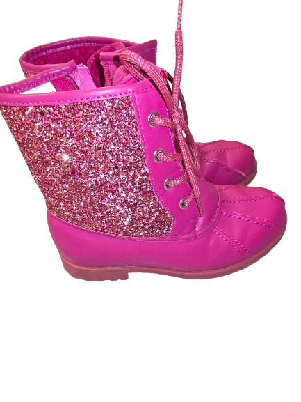 Girls Pink and Glitter Timbaland Inspired Boot