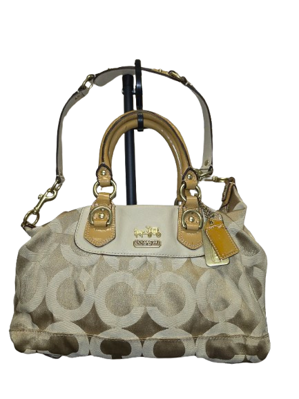 Coach Madison Audrey Satchel Bag in Gold and Beige