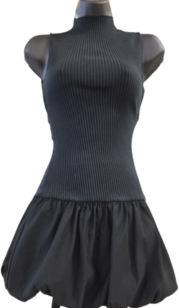 Zara Black Ribbed Mini Dress