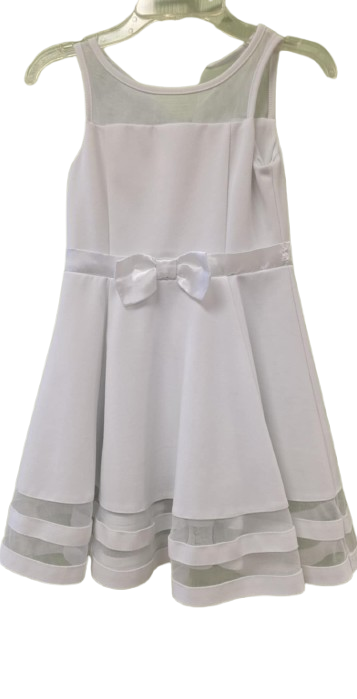 Calvin Klein Girls' Illusion Mesh Dress in white