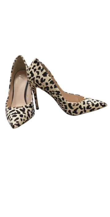 Sam Edelman leopard print pointed-toe pump with a stiletto heel,