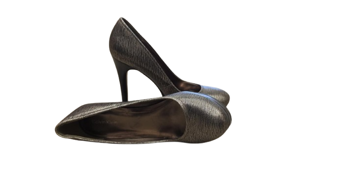 Calvin Klein metallic gunmetal platform pump