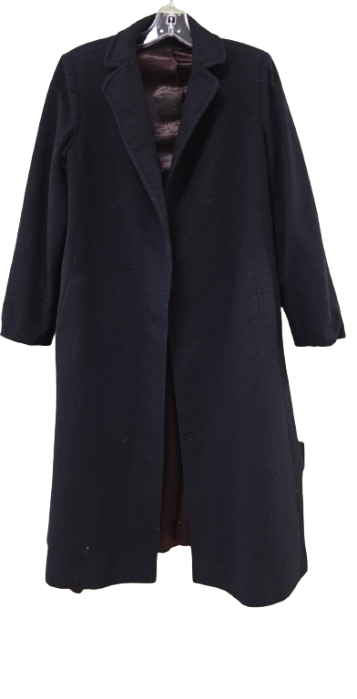 Black Wool Narrow Notch Collar Coat by Fleurette