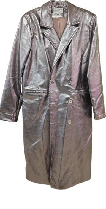 NA-KD Metallic double-breasted trench coat Luxury Outerwear