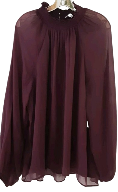 Joie High Neck Long Sleeve Smocked Top