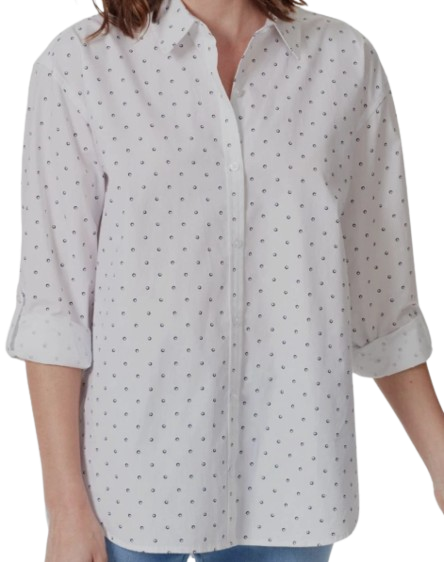 Vintage Gloria Vanderbilt Women's White Amanda Button-Up Top