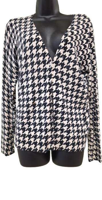 Black and Ivory Houndstooth cardigan by Merona