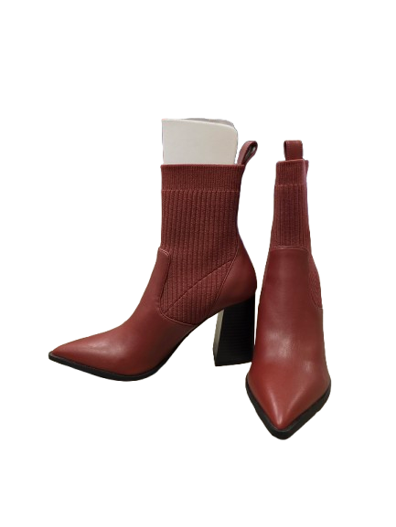 Open Edit Rafael Pointed Toe Bootie in Red