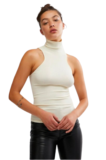 Intimately Free People Always Ready Seamless Turtleneck Tank Soft Yellow
