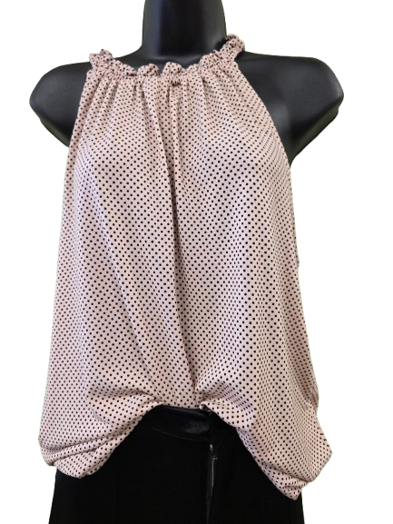 Adrianna Papell polka dot ruffled halter neck blouse