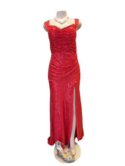 Red Sequin formal couture gown