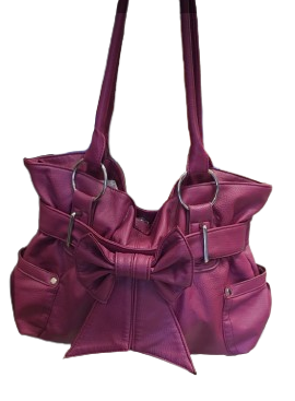 Magenta Faux-leather Shoulder bad with bow