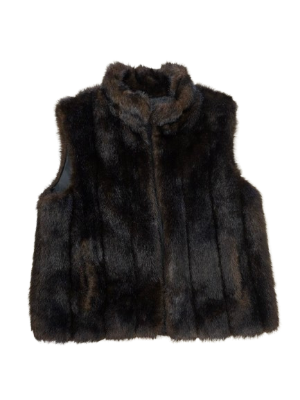 Brown Faux Fur Reversible Vest