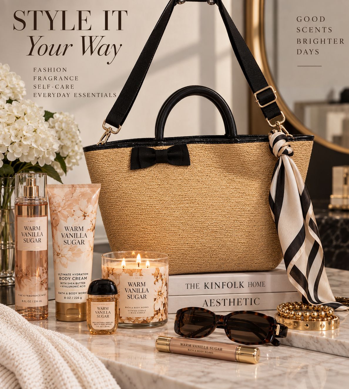 Bath &amp; Body Works woven straw tote bag