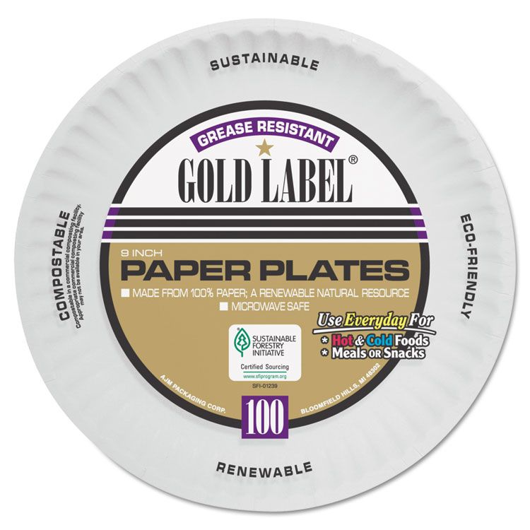 9" Coated Paper Plates 100 Count