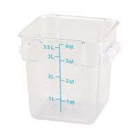 Winco 4qt Square Food Storage Conatiner, Polycarbonate, Clear