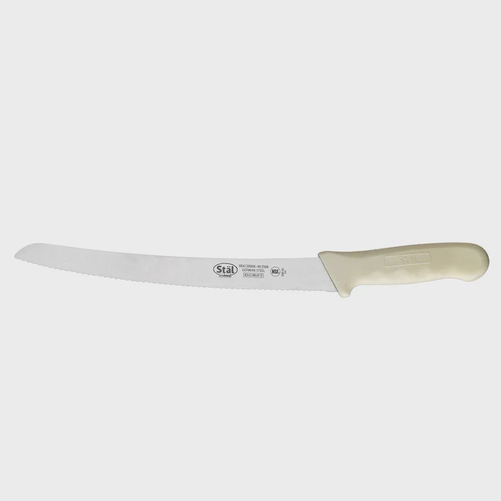 Winco 9.5in Bread Knife w/ Wavy Edge Curve, High Carbon Steel