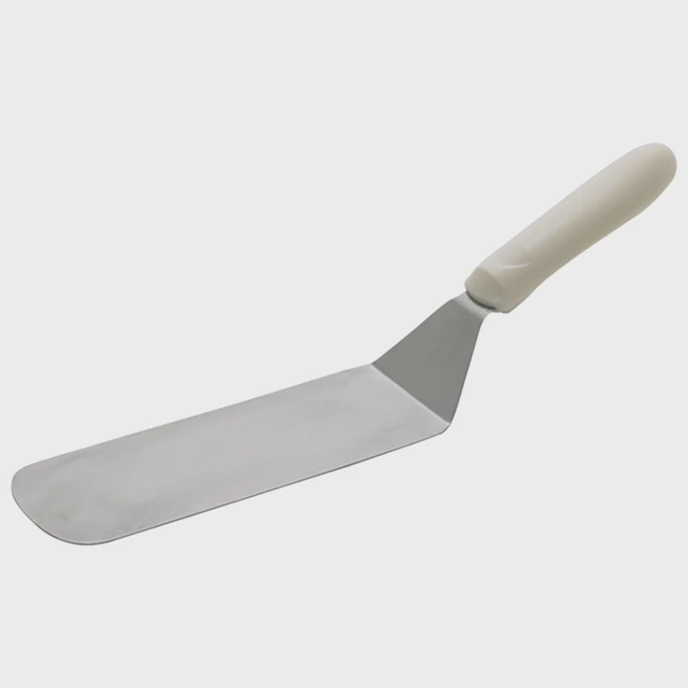 Winco 8.25 x 2.87in Turner Stainless Steel, White Polypropylene Handle