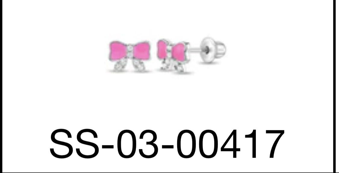 Silver Pink Bow Earring