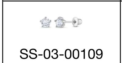 Silver One Stone Earring