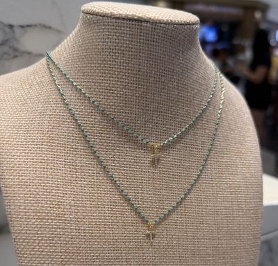 Gold Plated Blue Ball Silver Necklaces