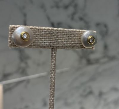 Mega Pearl &amp; Stone Silver Earrings