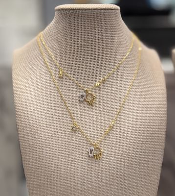 Silver Two Tone with Hand Necklaces