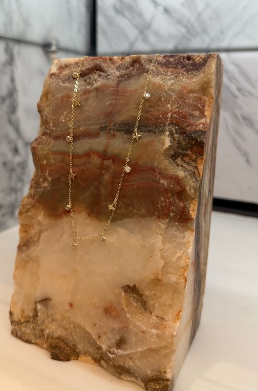 Gold Plated Necklace with Clear Stone&amp; Star