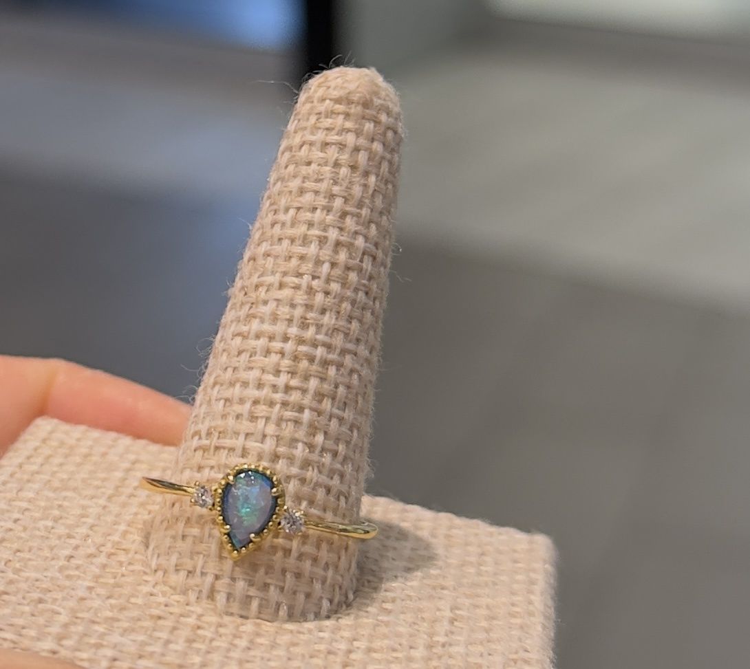 Silver Ring Opal Blue Stone