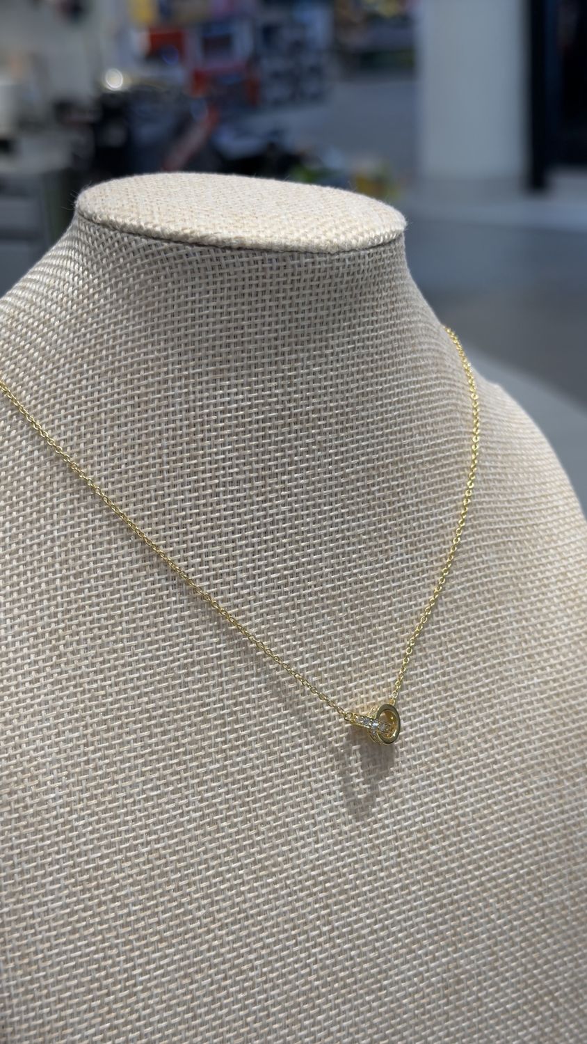 Necklace with stone rings Gold Plated Silver