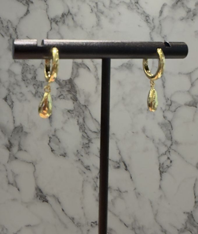 Teardrop Hoop Earring Gold Plated Silver