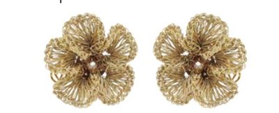 Brass Plumeria Post Rose Earrings