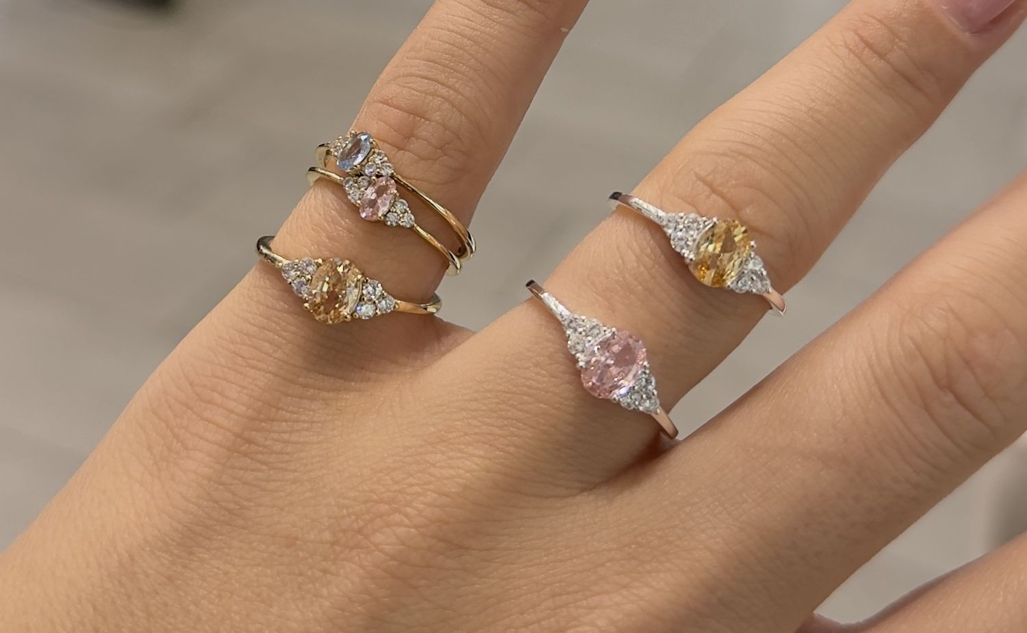 Brass Rings with Oval Stone