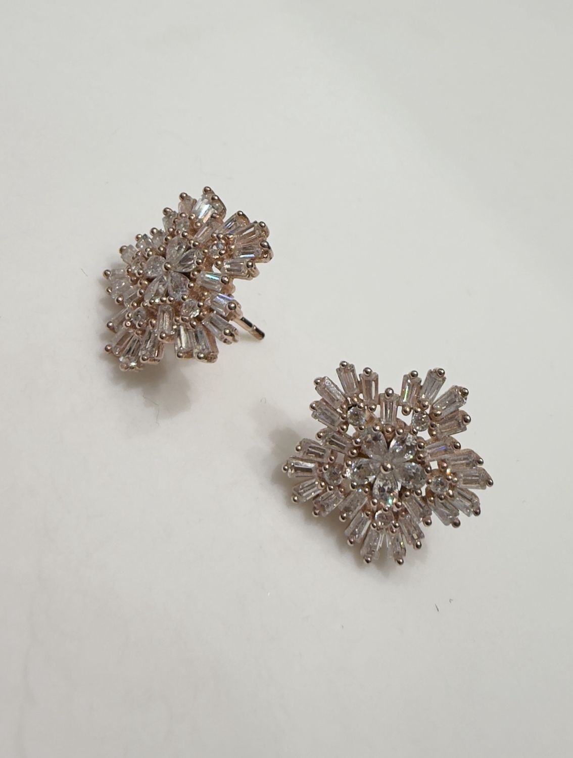 Rose Gold Silver Rose Earring