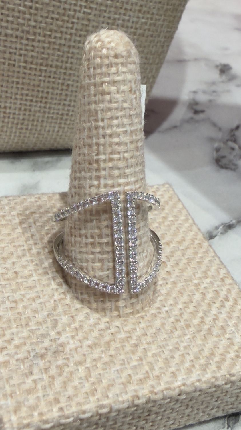 Double V Shape Ring Silver