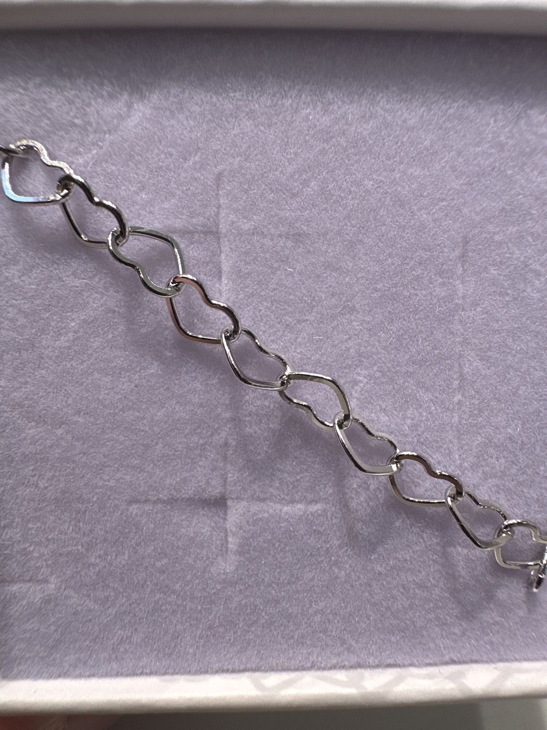 Heart Link Chain Bracelet Silver